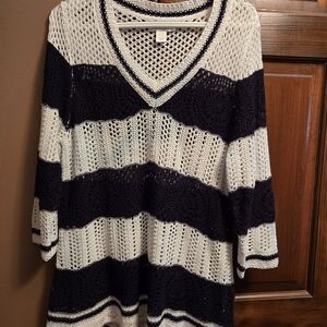 Christopher & Banks Black and White V-Neck Sweater